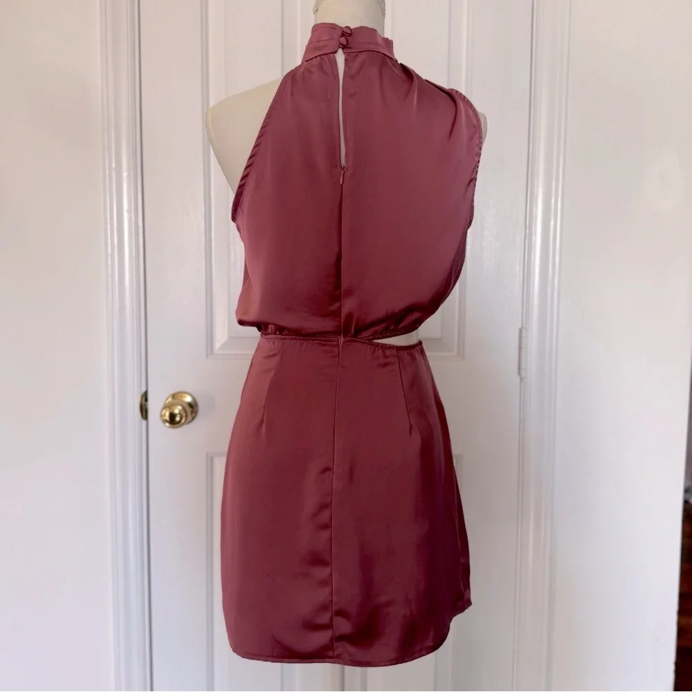 “HELLO MOLLY” Asymmetric Cowl Neck Halter Mini Dress